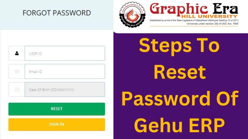 Process To Reset Forgotten Gehu ERP User ID